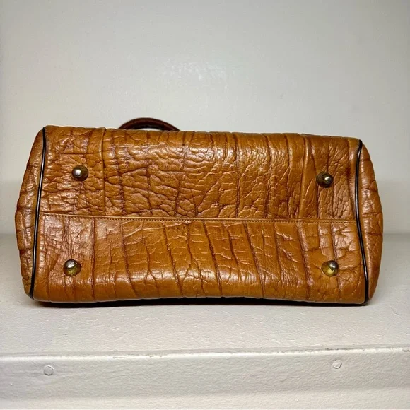 Vintage Continental Structured Leather Handbag Shoulder Purse Doctor’s Brass - Picture 9 of 12